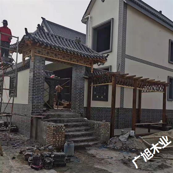 榆林中式实木屋檐厂家定制 建筑仿古屋檐门头 木雕松木屋檐门头